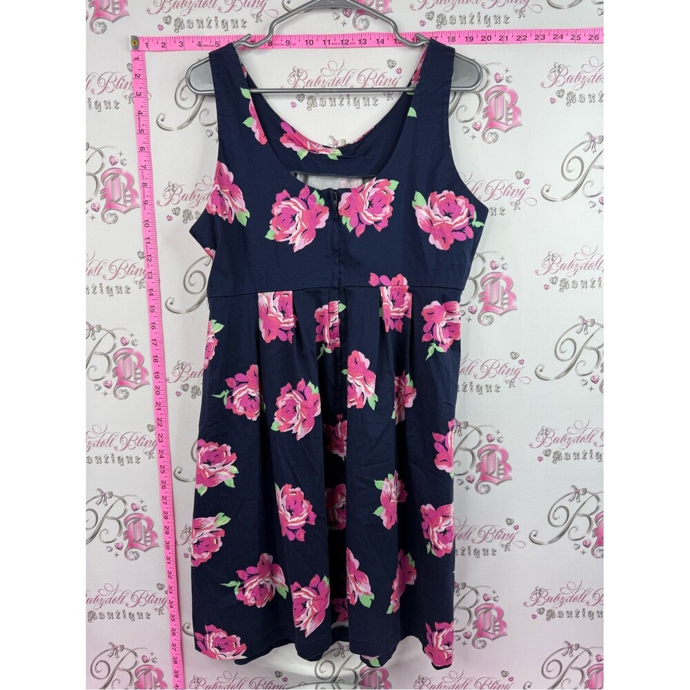 Motherhood Maternity dress Navy Floral Midi Dress with Pink Roses - Picture 2 of 12
